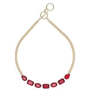 Ralph Lauren Frontal Chain Necklace Style Stunning Fashion Gold Tone Crystal NEW